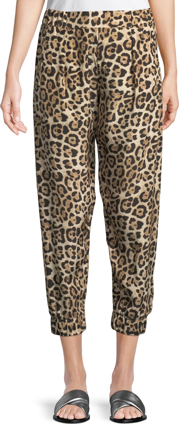 ATM Anthony Thomas Melillo Leopard-Print Silk Jogger  Pants