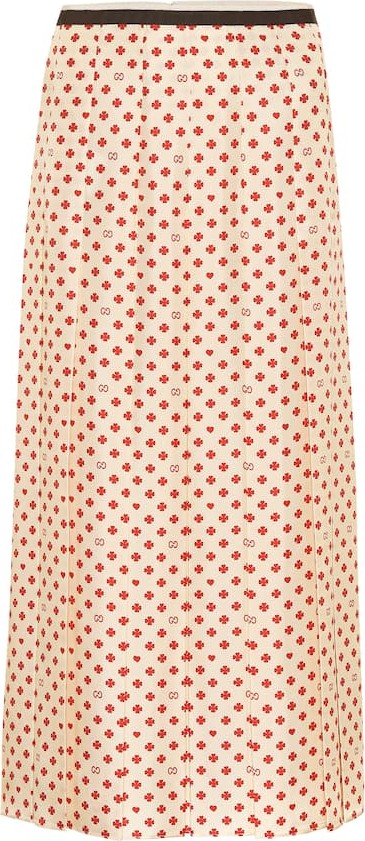 Gucci Pleated silk midi skirt