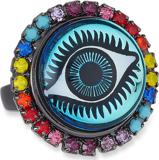 Elizabeth Cole Blythe Evil Eye Ring in Rainbow