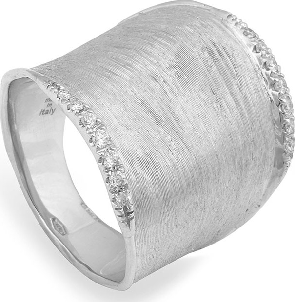 Marco Bicego Lunaria Wide Diamond Ring in 18K White Gold, Size 7