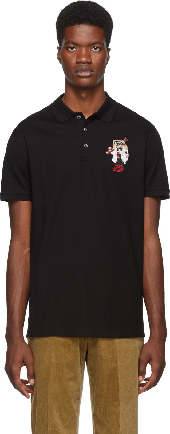 Ralph Lauren Purple Label Black RLX Bear Custom Slim Fit Polo