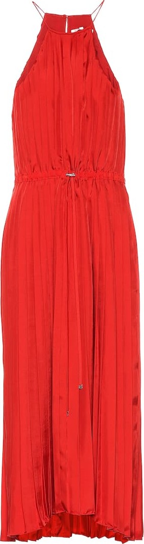 Tibi Pleated satin midi dress