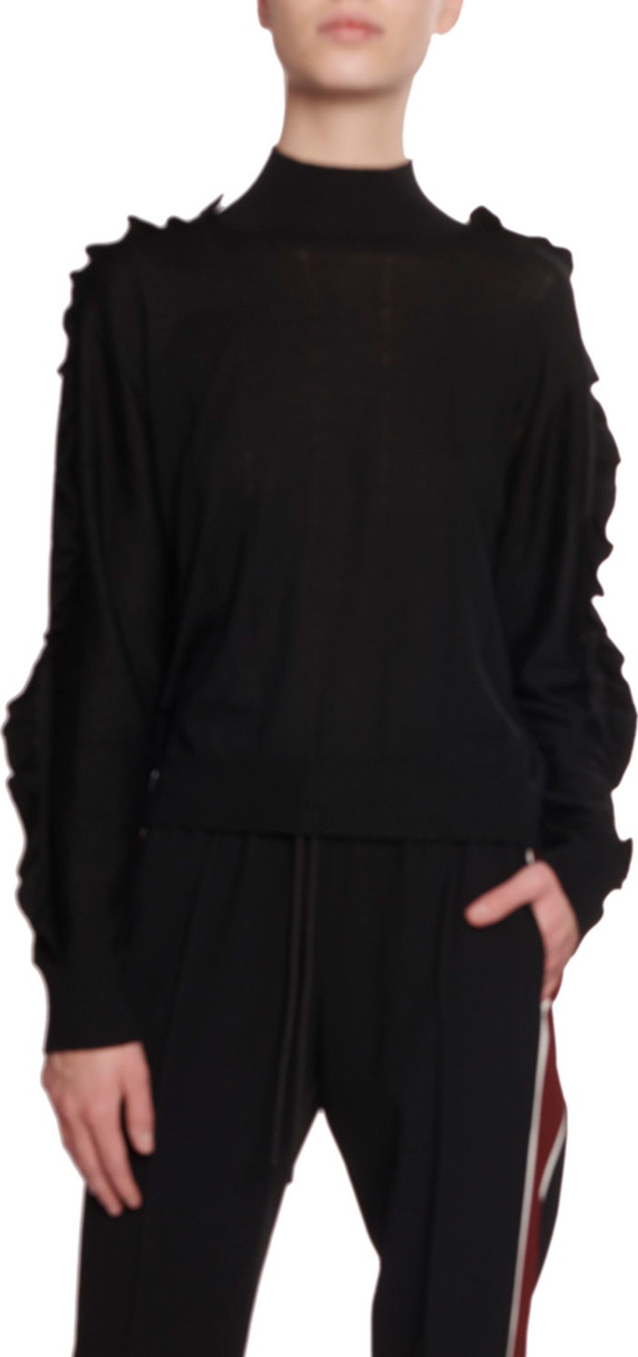 KENZO Wool-Silk Ruffle Turtleneck Sweater