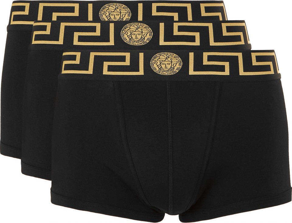 Versace Three-Pack Logo-Detailed Stretch-Cotton Boxer Briefs
