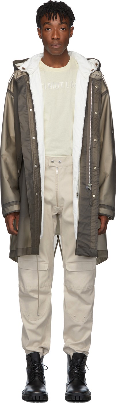 Helmut Lang Grey Transparent Parka Coat