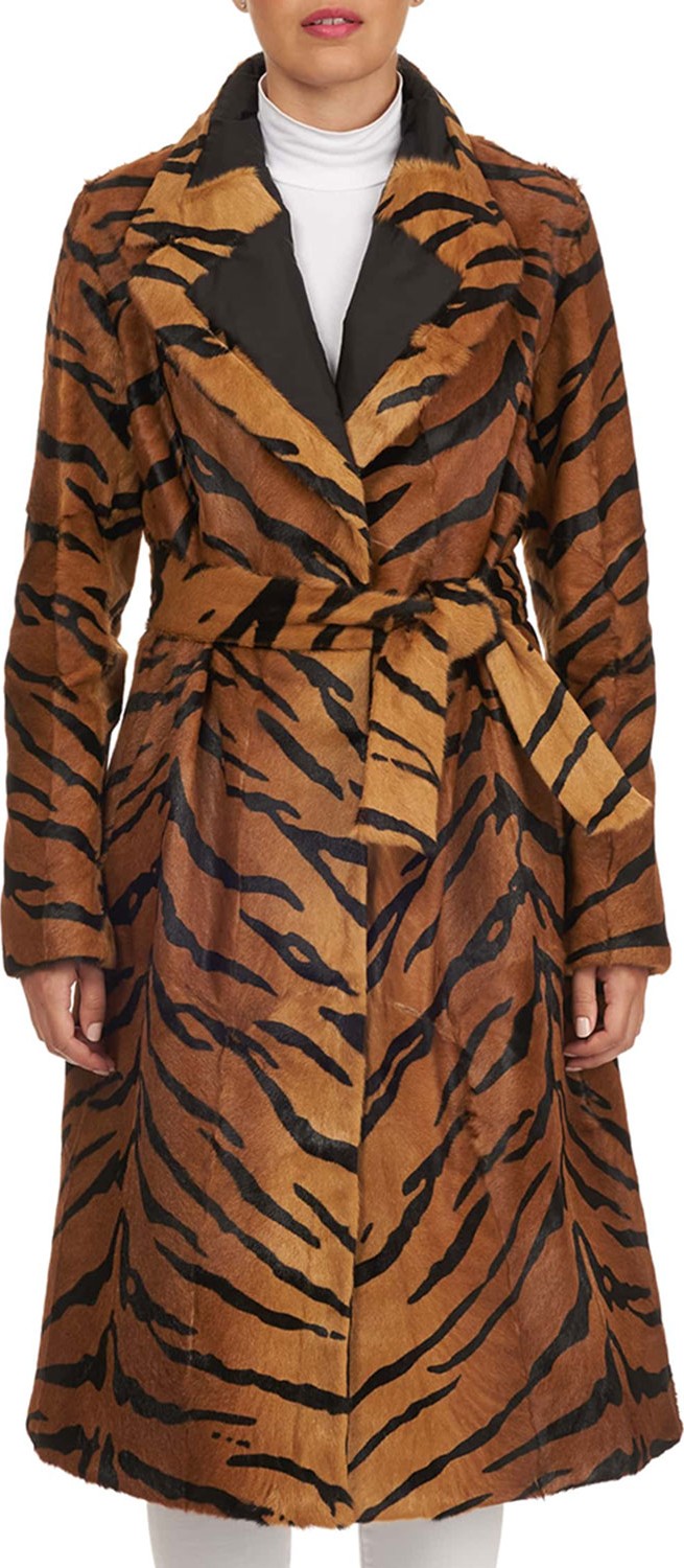 Simonetta Ravizza Reversible Tiger-Print Lamb Short Coat Simonetta Ravizza Reversible Tiger-Print Lamb Short Coat