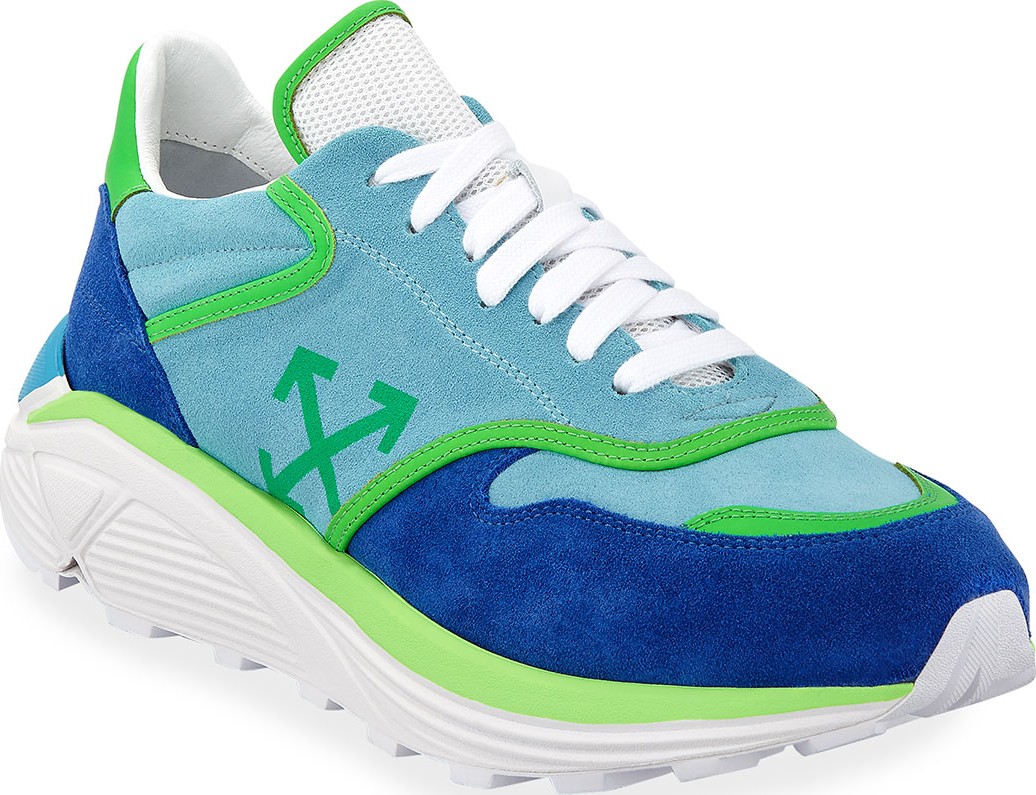 Off White Men's Jogger Colorblock Lace-Up Suede Sneakers