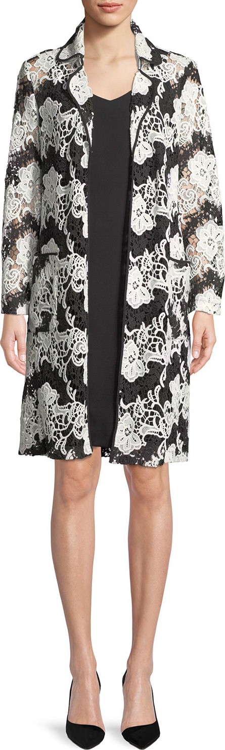 Albert Nipon Sleeveless Dress w/ Two-Tone Floral Lace Jacket Set