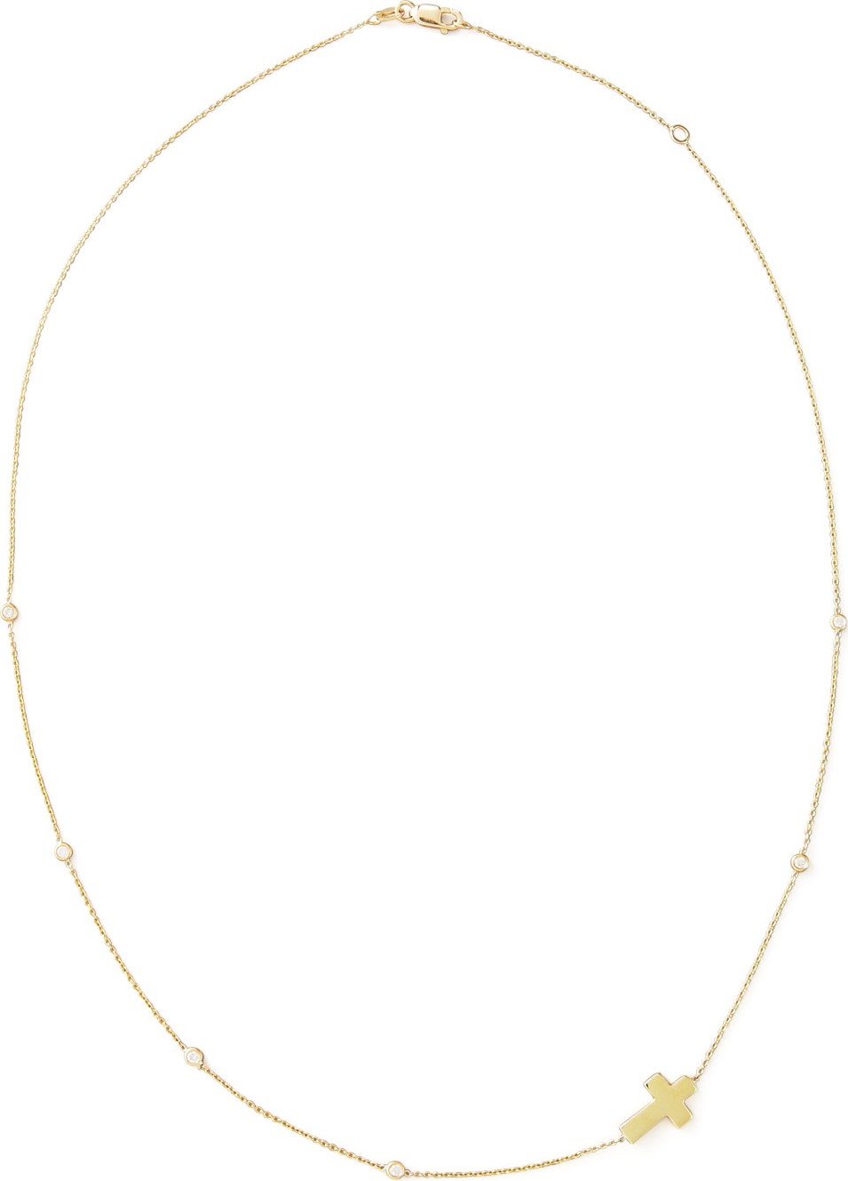 Roberto Coin Integrated Diamond Cross Necklace, Yellow Gold