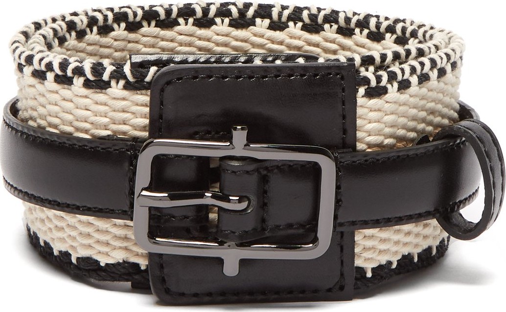 Etro Woven cotton and leather belt