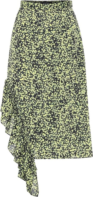 Rokh Floral high-rise midi skirt