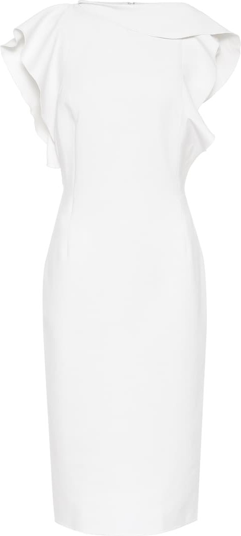 Oscar De La Renta Ruffled stretch-wool midi dress