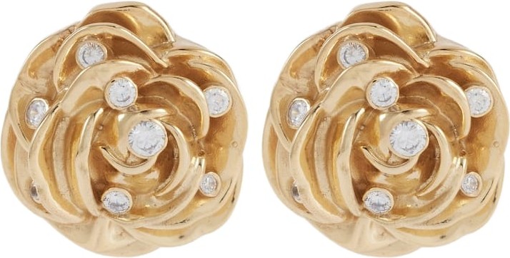 Magda Butrym - Floral embellished gold-plated earrings