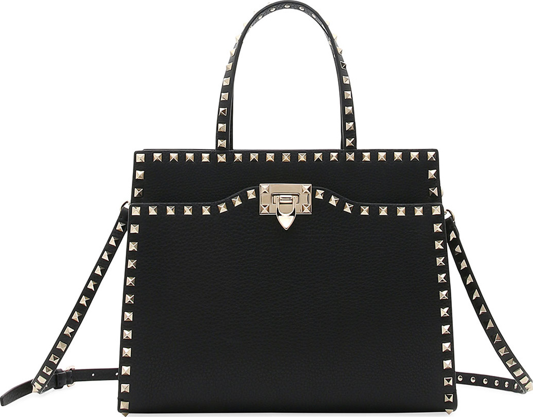 Valentino Rockstud Medium Vitello Leather Tote Bag