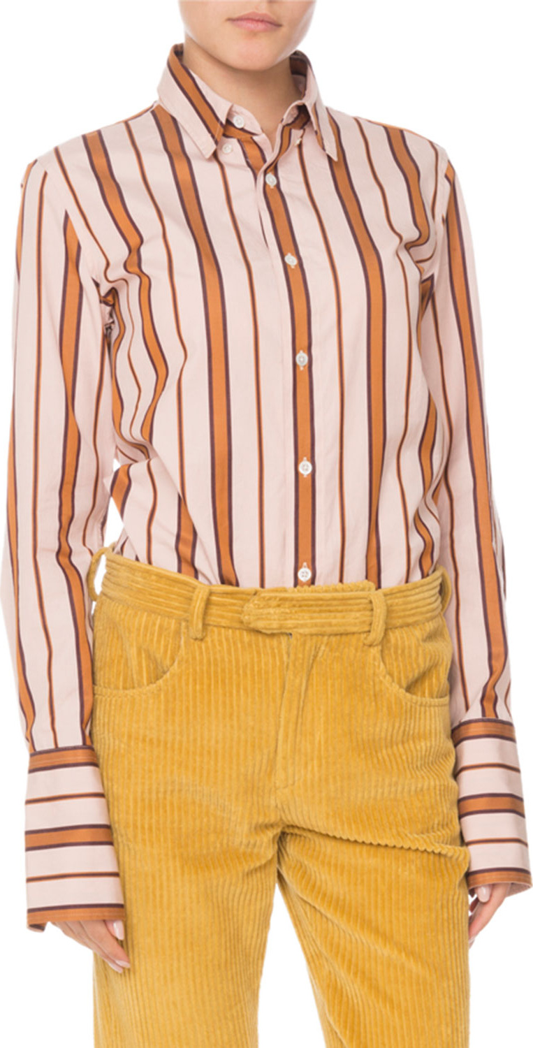 Isabel Marant Uliana Button-Front Long-Sleeve Striped Blouse