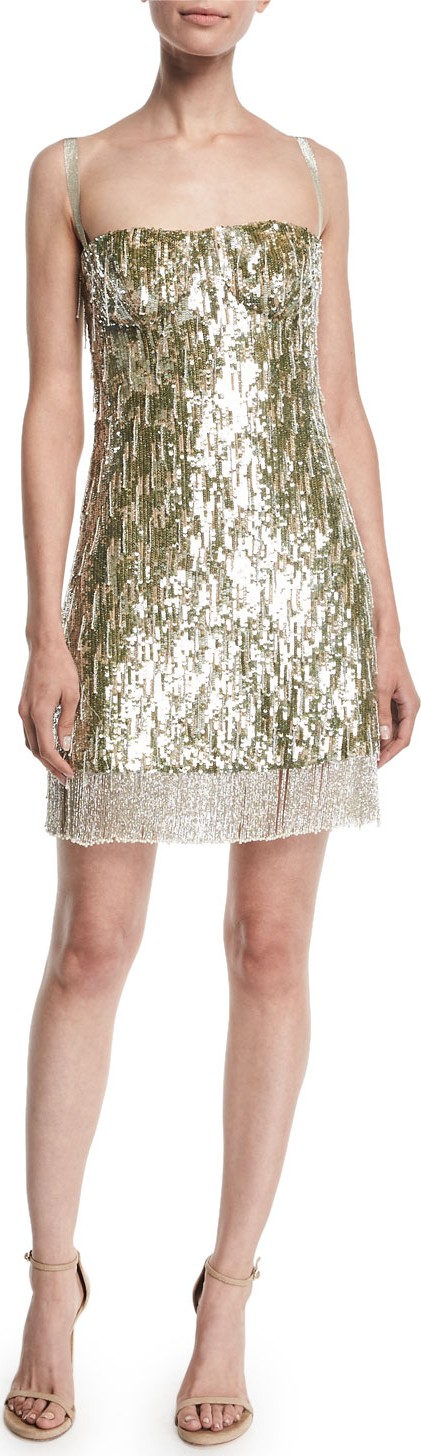 Alexis Izabell Sequined Fringe Cocktail Dress