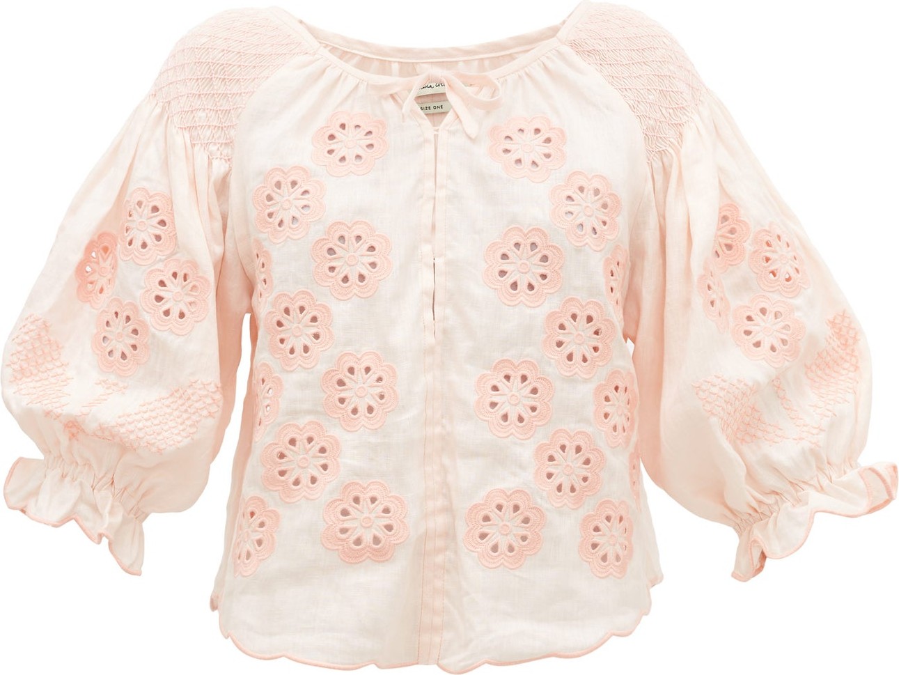 Innika Choo Oliver Daily embroidered linen-poplin blouse