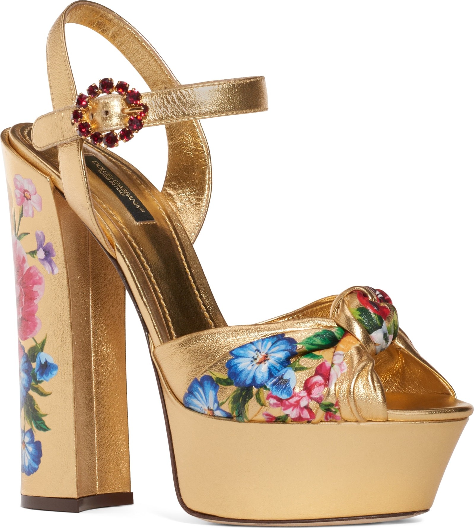 Dolce & Gabbana Floral Metallic Platform Sandal