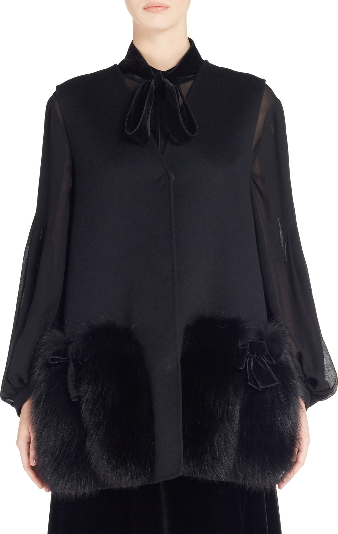 Fendi Wool Vest with Genuine Fox Fur Trim