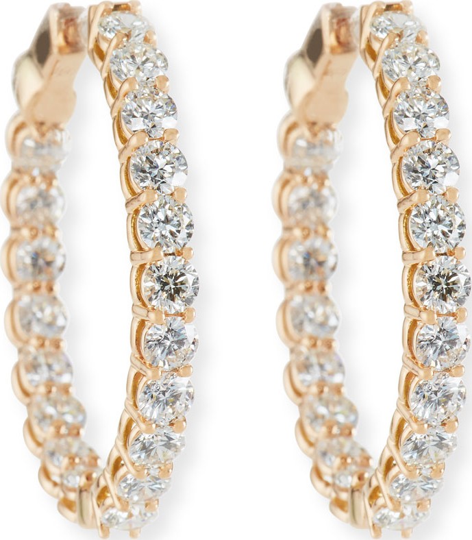 American Jewelery Designs Large Diamond Hoop Earrings in 18K Rose Gold