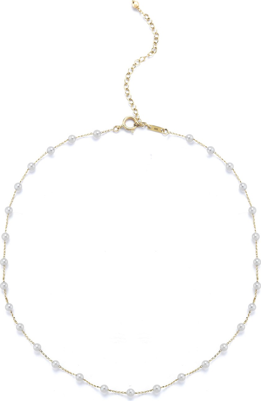 Mizuki 14k Pearl Station Chain Choker Necklace