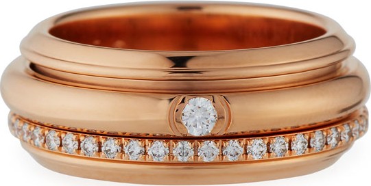 Piaget Possession Turning Band Ring with Diamonds in 18K Red Gold, Size 54