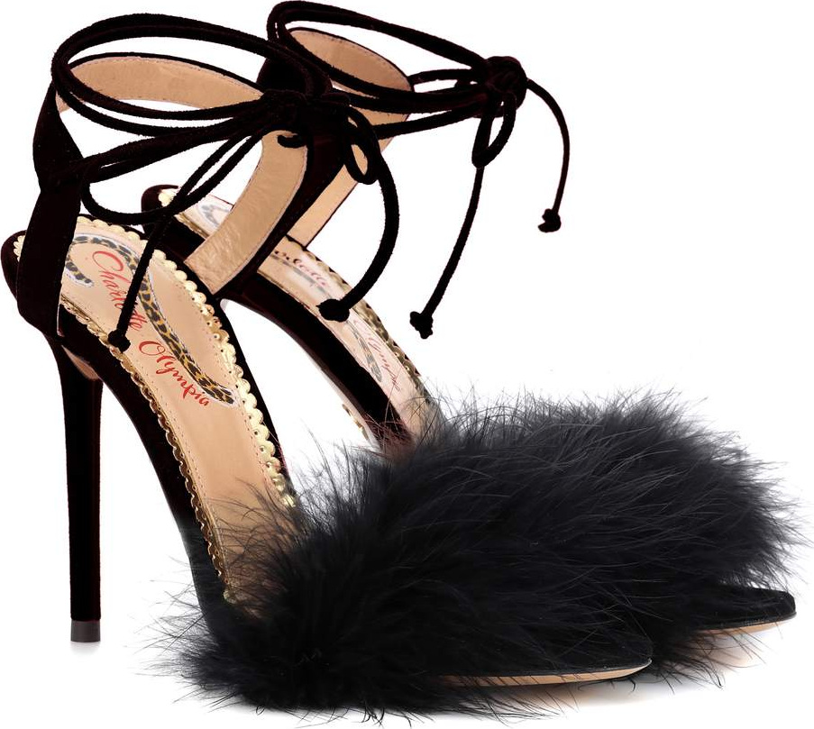 Charlotte Olympia Salsa 110 feather-trimmed sandals