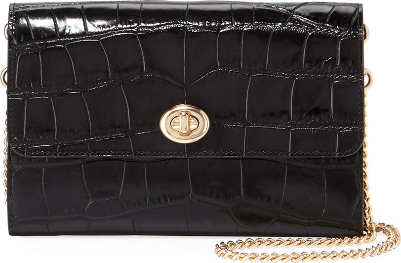 COACH 1941 Croc-Embossed Turnlock Chain Crossbody Bag