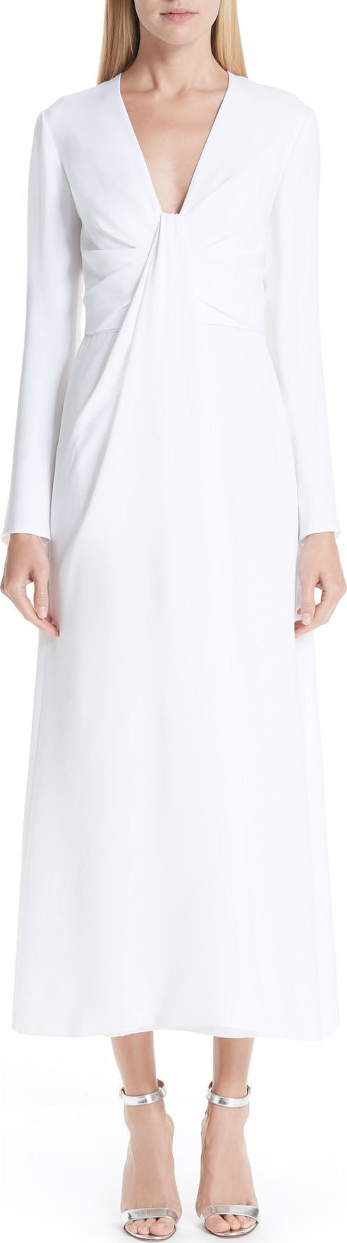 Carolina Herrera Silk V-Neck Dress