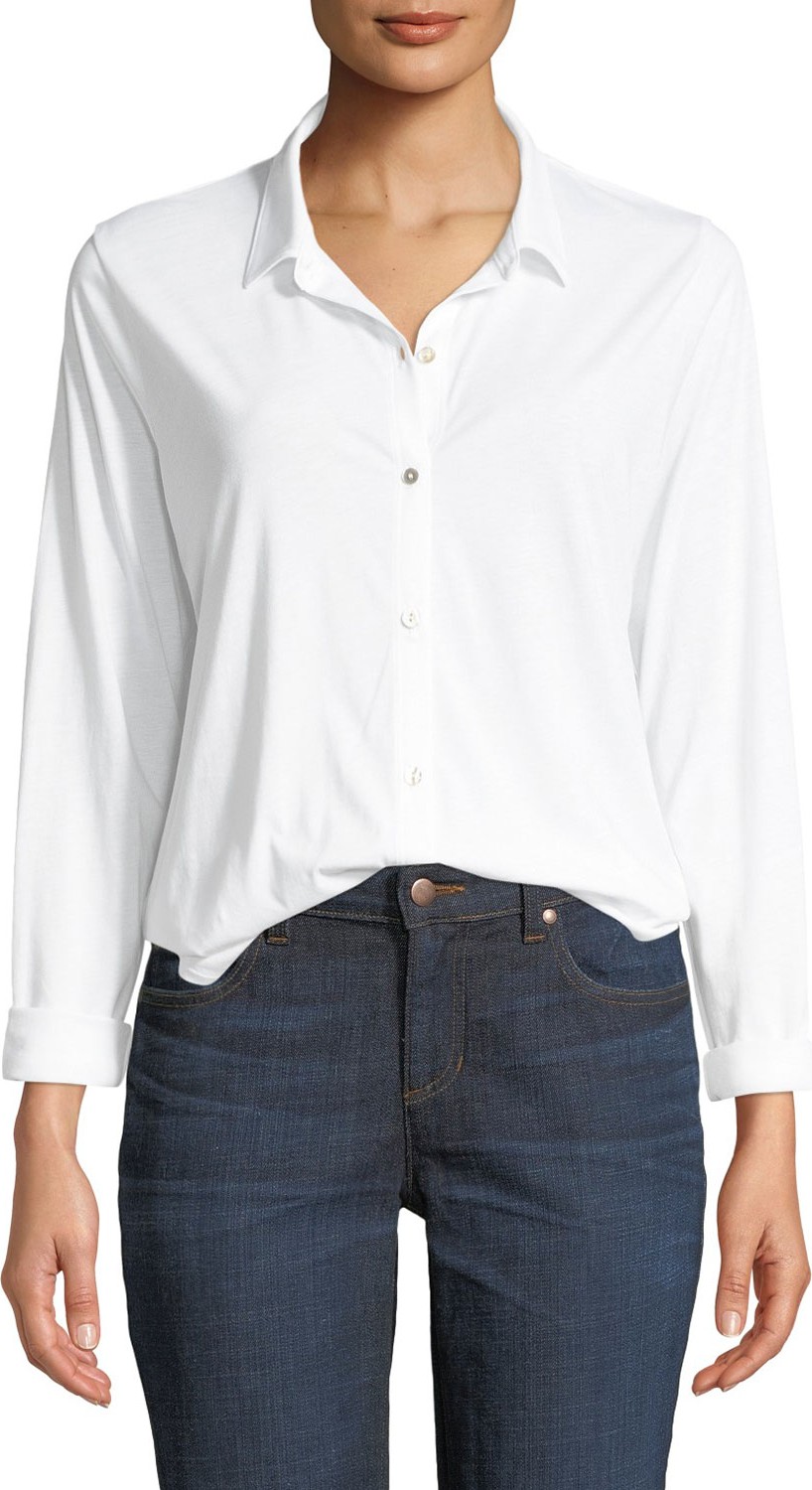 Eileen Fisher Organic Cotton Jersey Collared Shirt