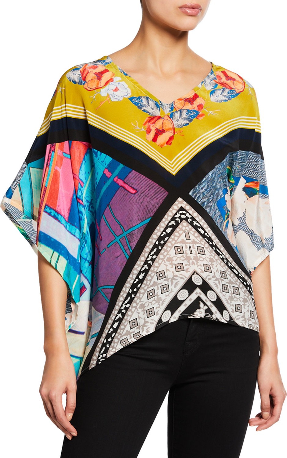 Tolani Briyana Asymmetric Printed Silk Tunic