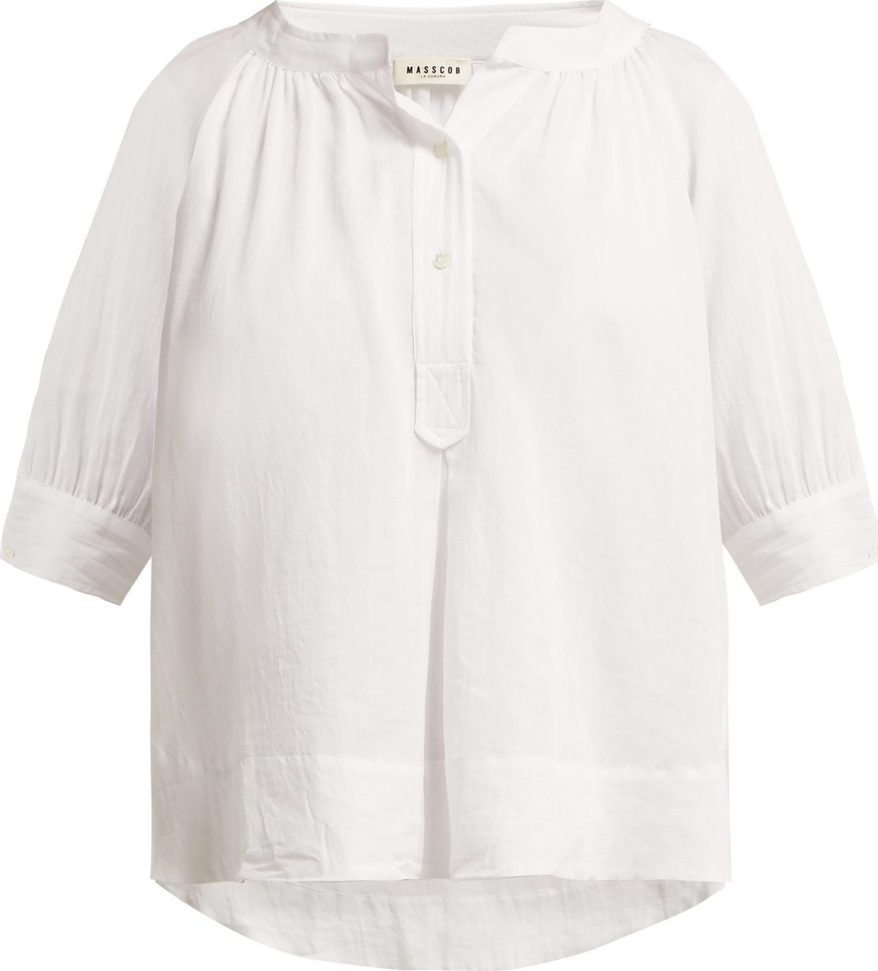 Masscob Maine cropped-sleeve cotton blouse