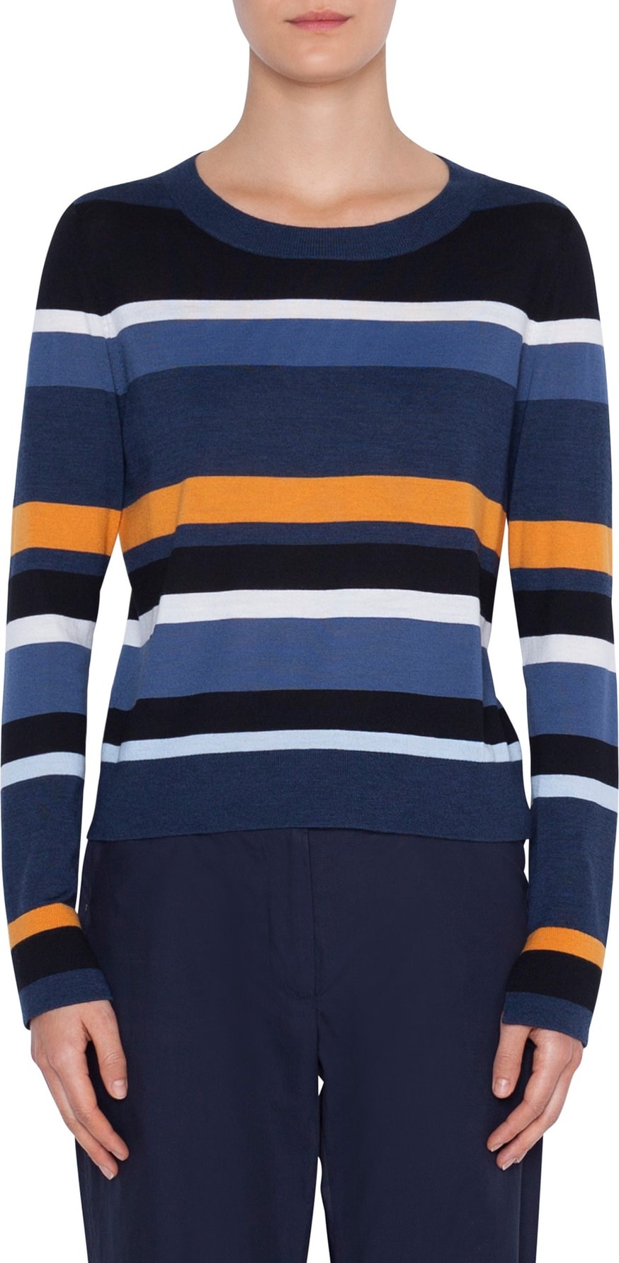 Akris Punto Memphis Glass Stripe Wool Sweater