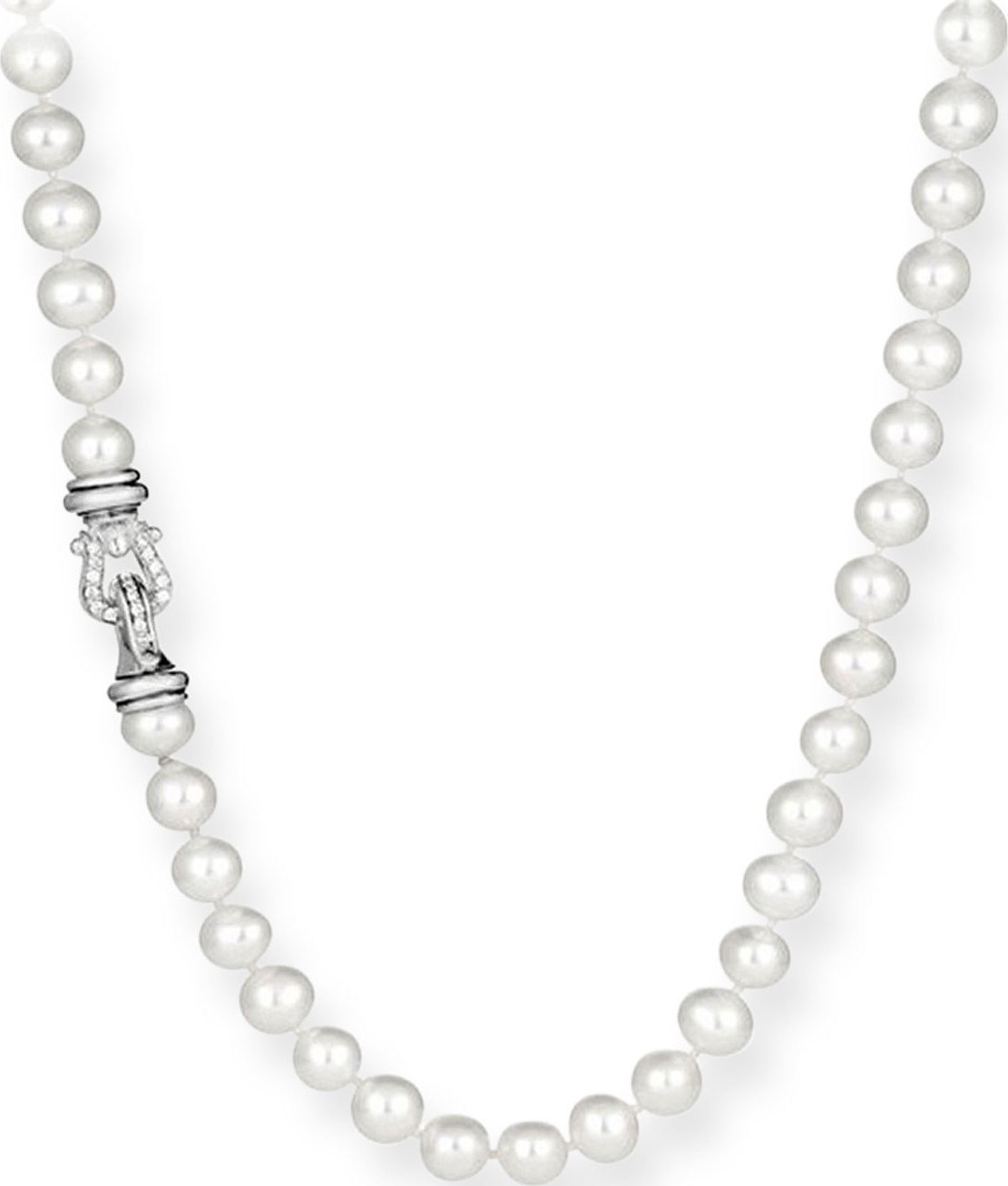 David Yurman Pearl Necklace with Diamonds, 18"