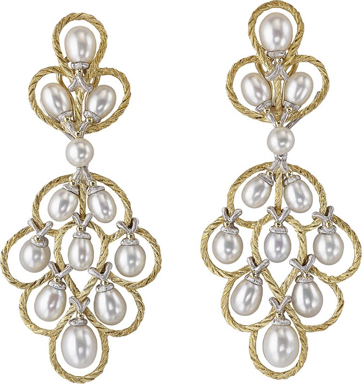 Buccellati Rete 18k Pearl Pendant Earrings
