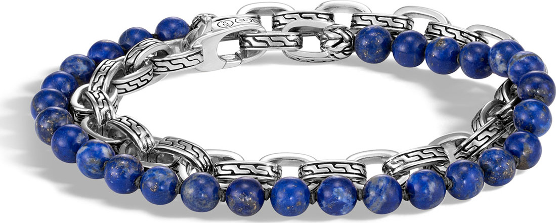 John Hardy Men's Classic Chain Double-Wrap Bracelet, Lapis