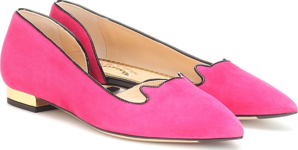 Charlotte Olympia Kitty suede ballet flats