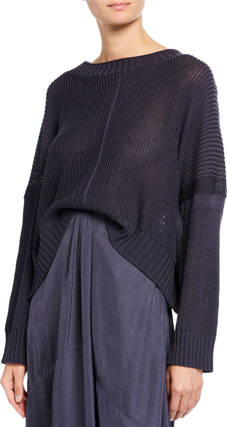Vince Seamed Cotton Poncho Sweater