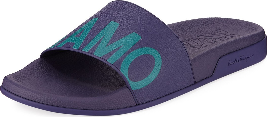 Salvatore Ferragamo Men's Amos Leather Slide Sandals