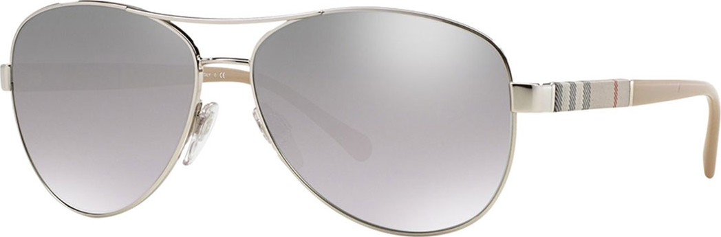 Burberry London England Mirrored Steel Aviator Sunglasses