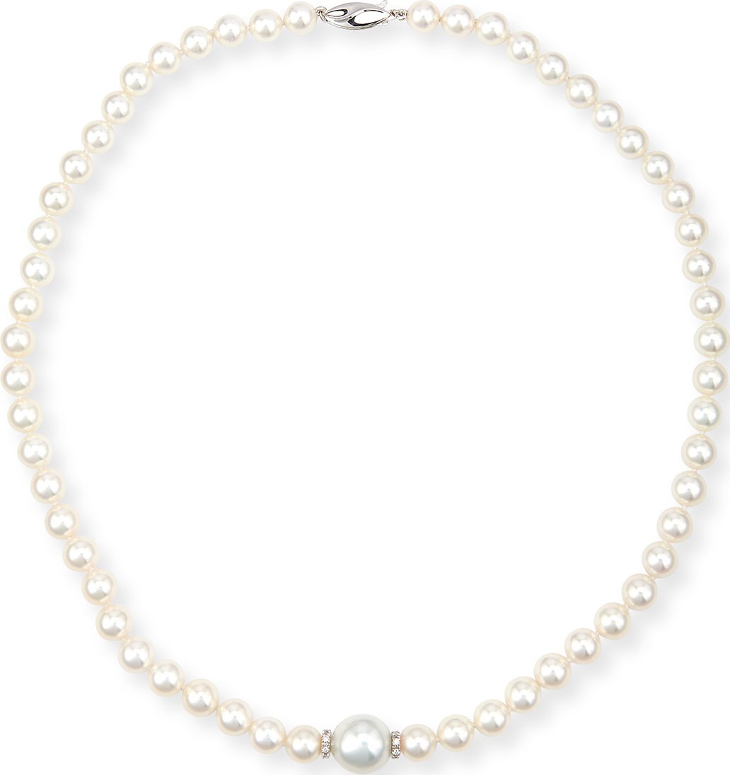 Belpearl Aura 18K White Gold Pearl & Diamond Necklace