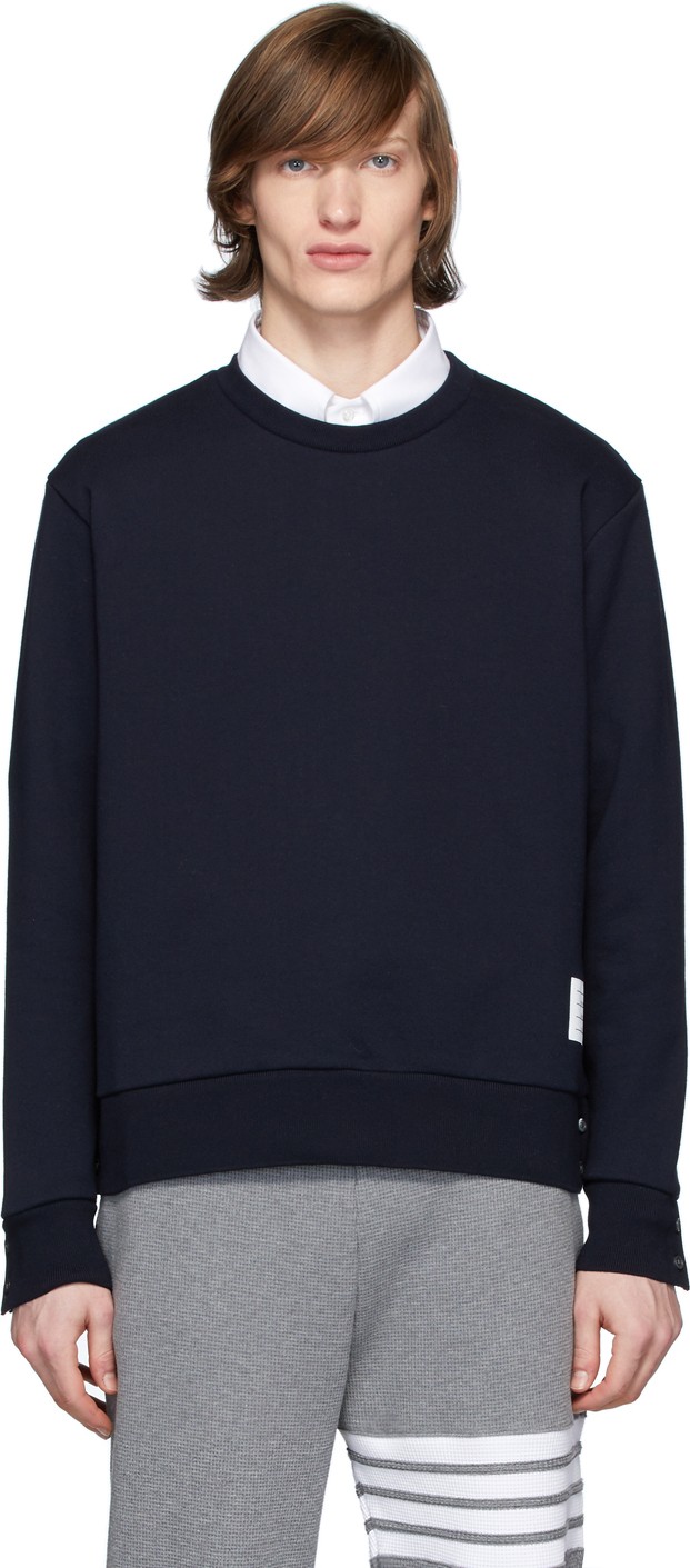 Thom Browne Navy RWB Stripe Sweatshirt