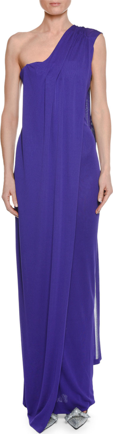 TOM FORD One-Shoulder Bustier Gown with Scarf Detail