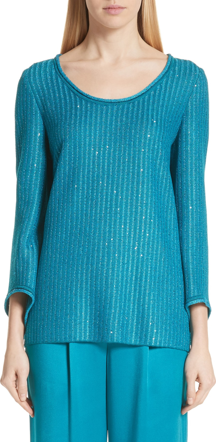 St. John Sequin Rib Knit Sweater