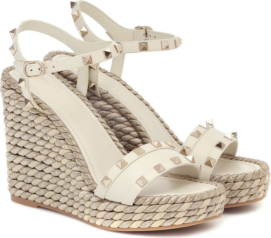 Valentino Rockstud Torchon wedge sandals