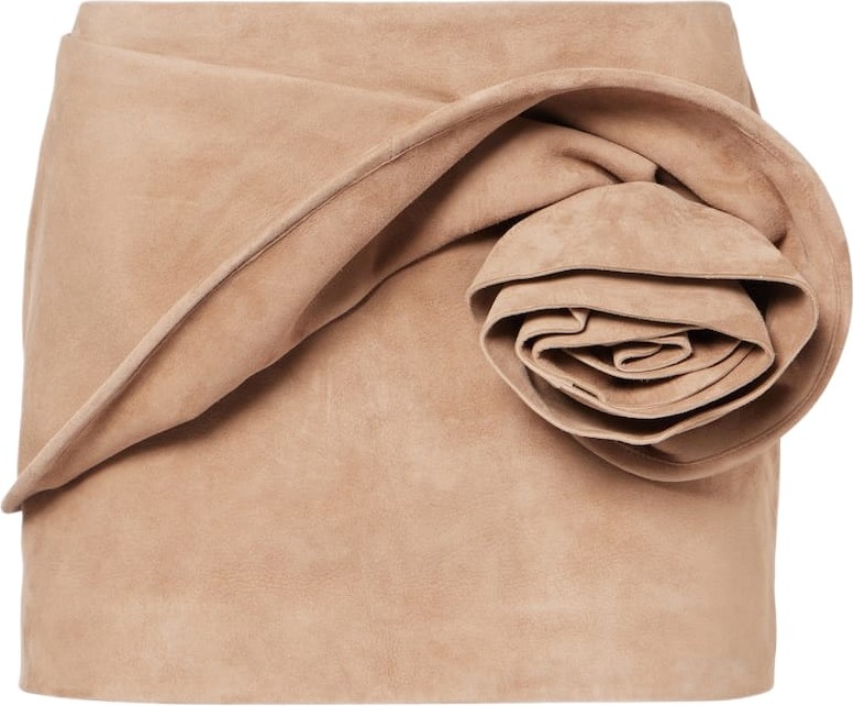 Magda Butrym - Floral-appliqué suede miniskirt