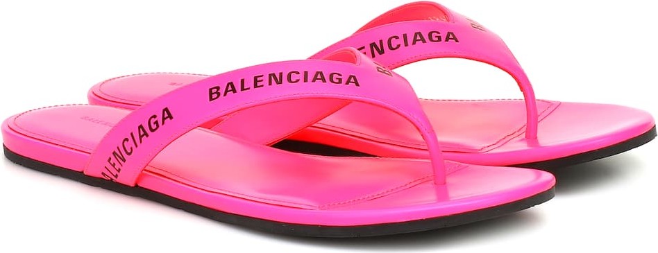 Balenciaga Logo leather thong sandals
