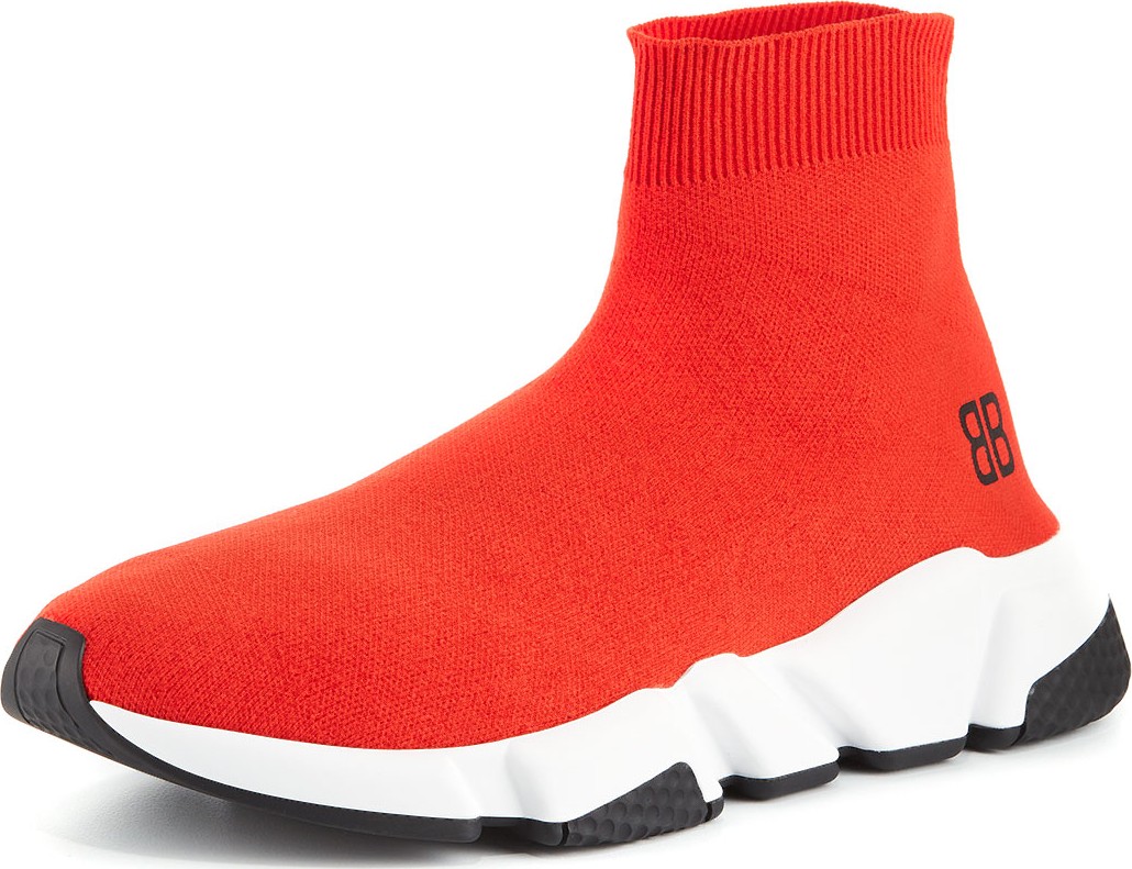 Balenciaga Men's Speed Mid-Top Trainer Sock Sneakers, Red Balenciaga Men's Speed Mid-Top Trainer Sock Sneakers, Red