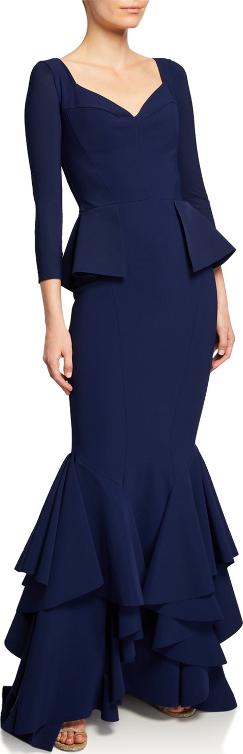 La Petite Robe di Chiara Boni Mariaely Sweetheart 3/4-Sleeve Mermaid Dress