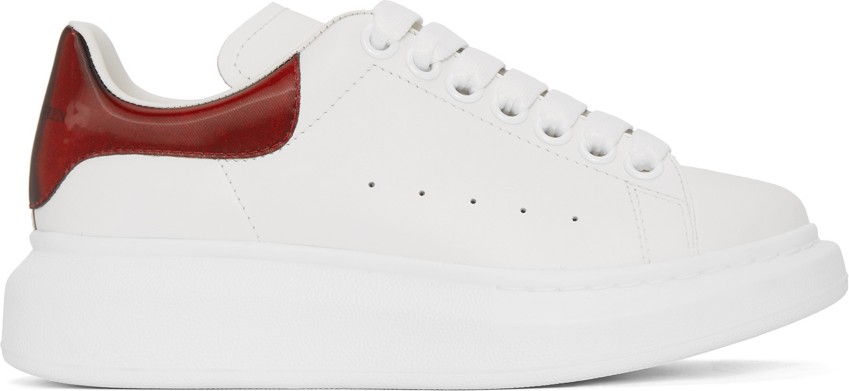 Alexander McQueen White & Red Iridescent Oversized Sneakers